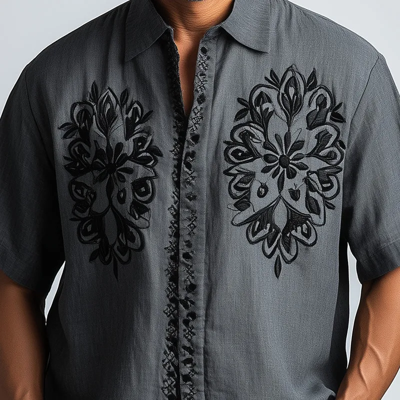 Men's Spring Fashion Embroidered Short Sleeve Shirt MTA2653C6P sold by Manly product image thumbnail 3