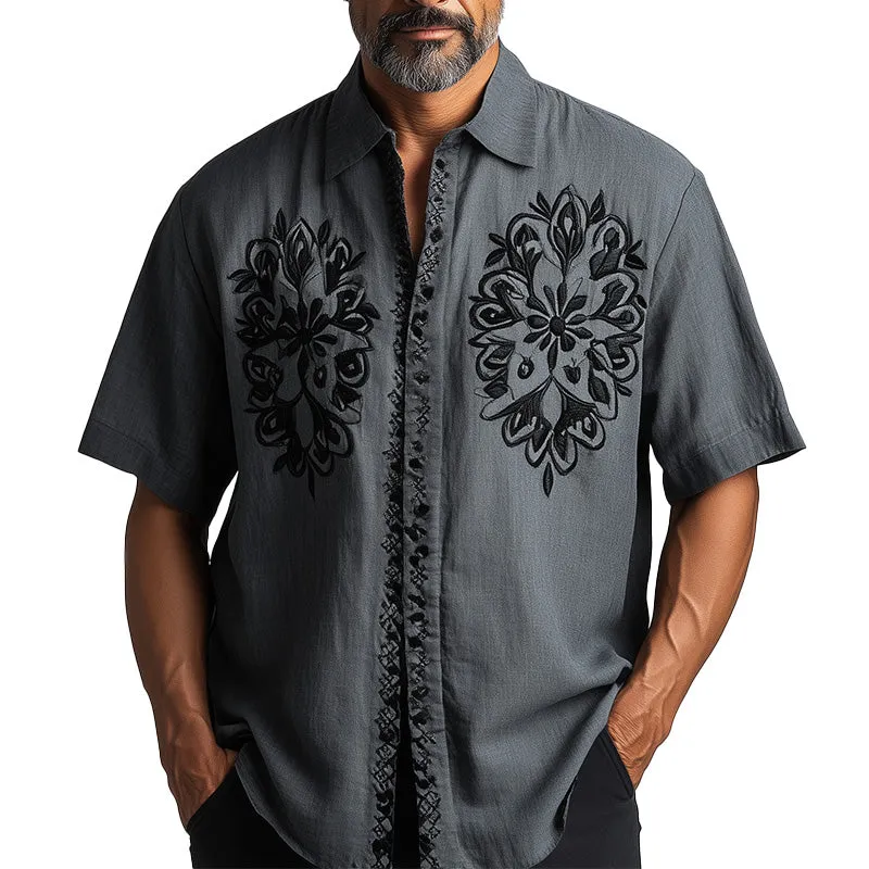 Men's Spring Fashion Embroidered Short Sleeve Shirt MTA2653C6P sold by Manly