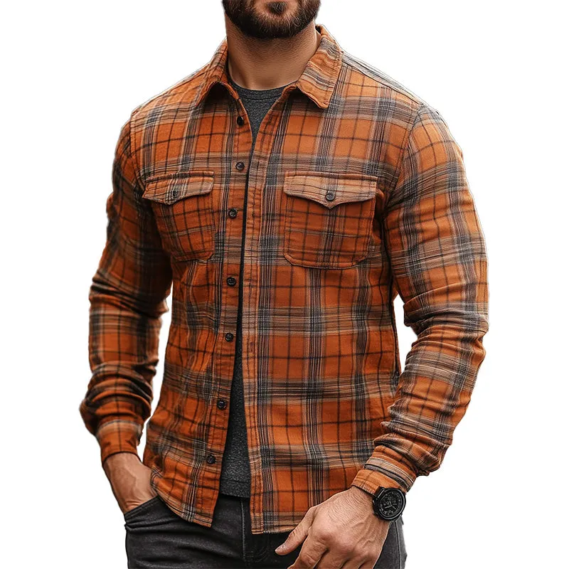 Men's Early Spring Retro Plaid Long Sleeve Shirt MTA2679C5P sold by Manly