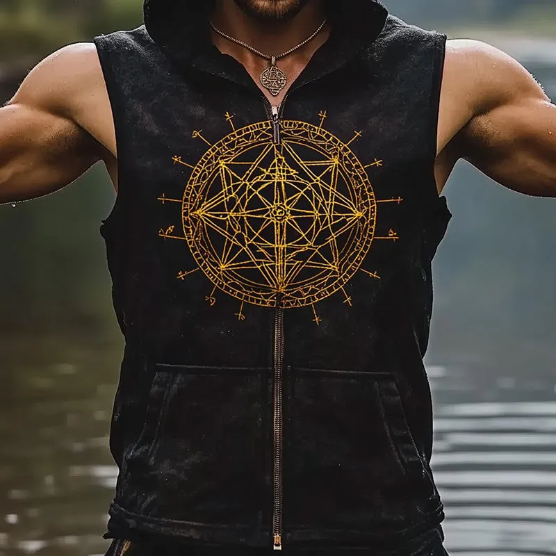 Men's Fashion Vintage Print Hooded Vest MTA2681C4P sold by Manly product image thumbnail 3