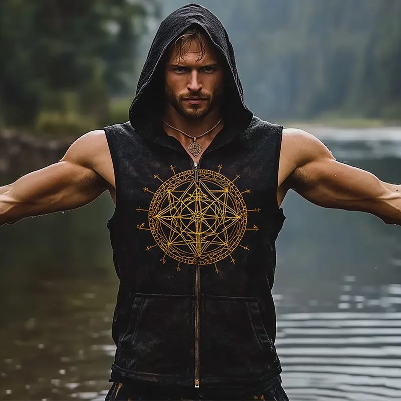 Men's Fashion Vintage Print Hooded Vest MTA2681C4P sold by Manly product image thumbnail 2