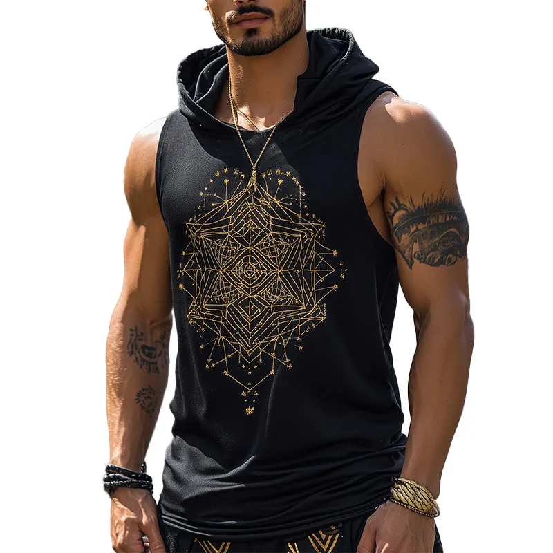Men's Personalized Fashion Printed Hooded Tank Top MTA2674C2P sold by Manly