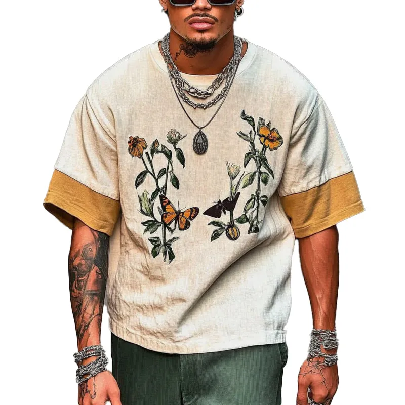 Men's Printed Round Neck Short Sleeve T-Shirt MTA2520C5X sold by Manly