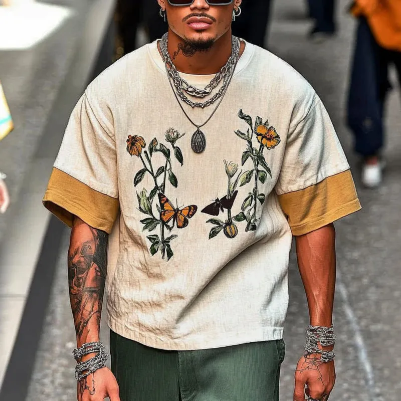 Men's Printed Round Neck Short Sleeve T-Shirt MTA2520C5X sold by Manly product image thumbnail 2