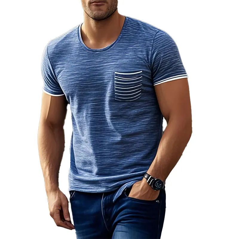 Men's Casual Cotton Blend Round Neck Pocket Short Sleeve T-Shirt MTA2004C2X sold by Manly