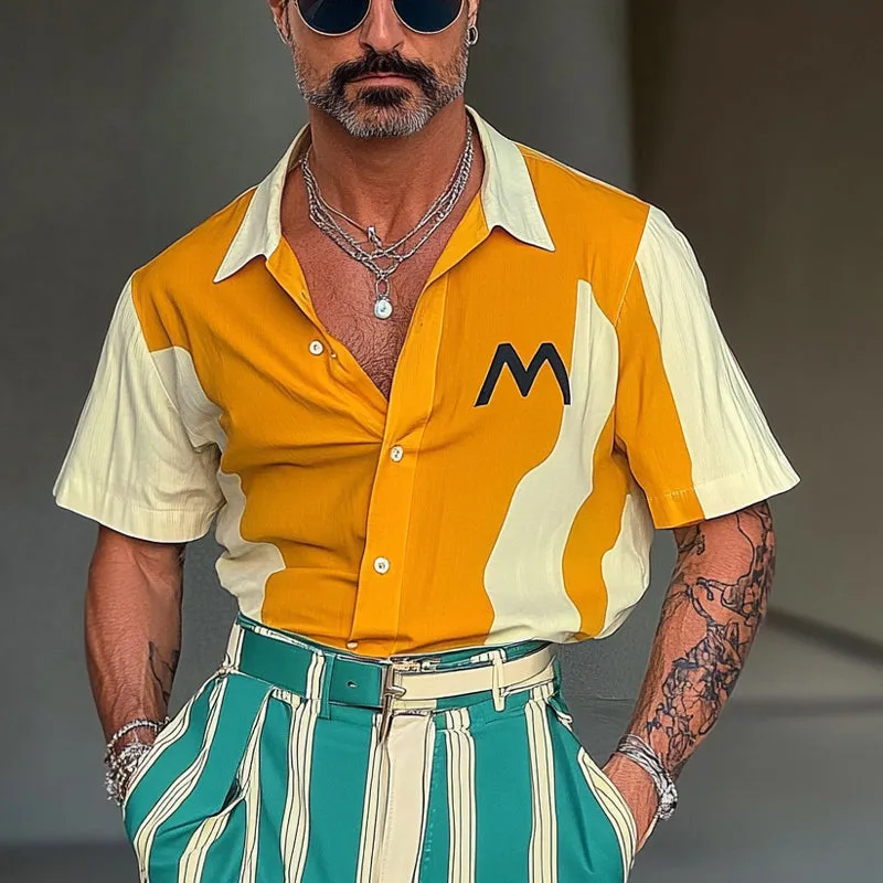 Men's Contrast Print Short Sleeve Shirt MTA2576C4X sold by Manly product image thumbnail 2