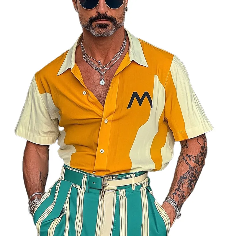 Men's Contrast Print Short Sleeve Shirt MTA2576C4X sold by Manly