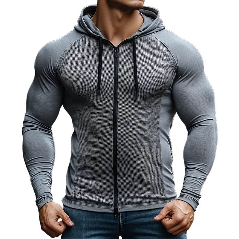 Men's Retro Casual Stretch Mesh Fabric Hooded Sports Jacket MTA2552C0TO sold by Manly