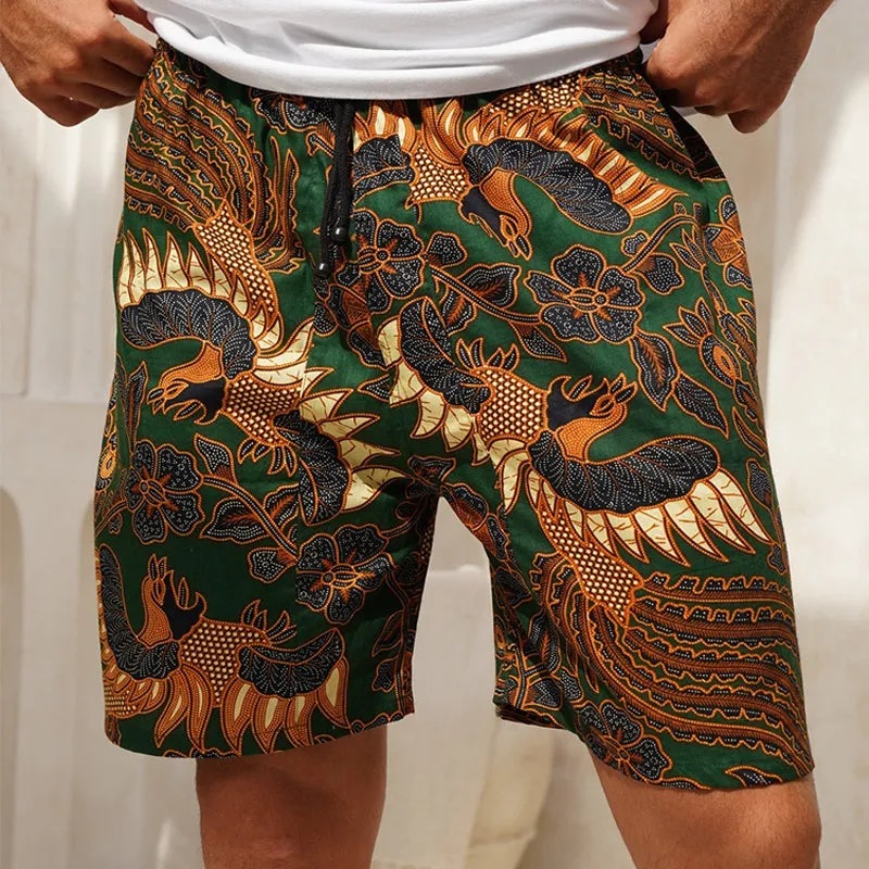Men's Retro Casual Ethnic Style Geometric Print Drawstring Shorts MTA2536C5TO sold by Manly product image thumbnail 2