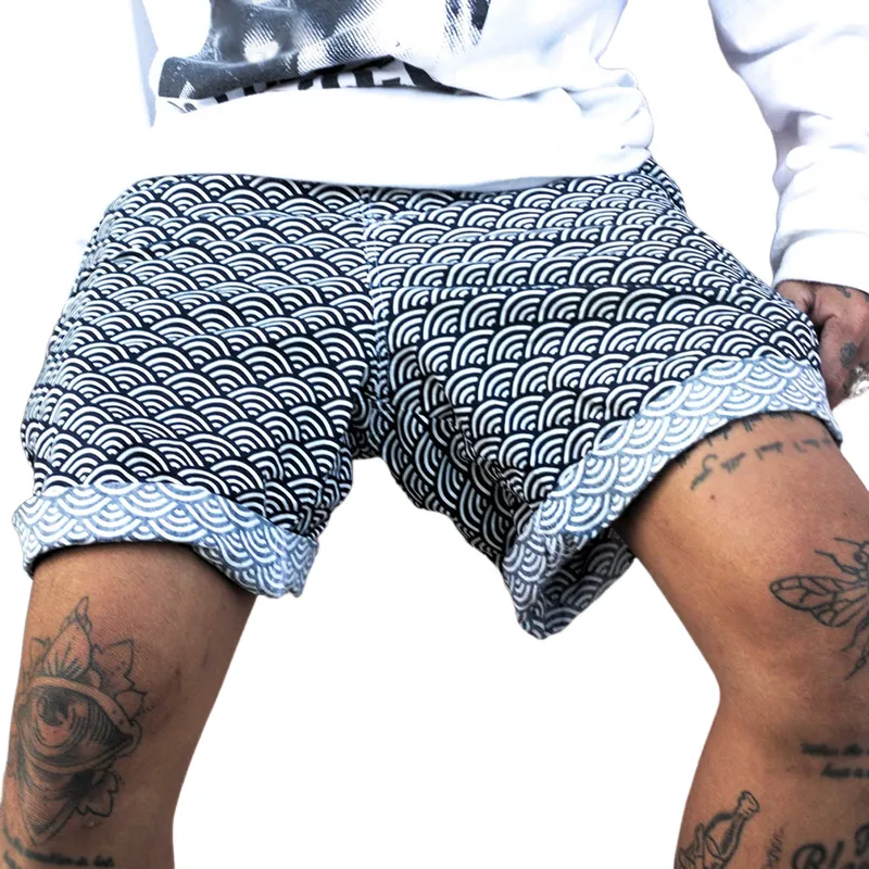 Men's Retro Casual Ethnic Style Geometric Print Drawstring Shorts MTA2568C8TO sold by Manly