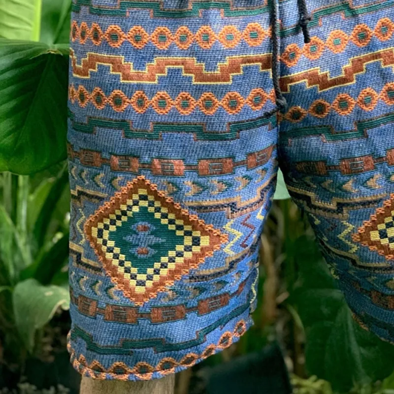 Men's Retro Casual Ethnic Style Geometric Print Drawstring Shorts MTA2586C6TO sold by Manly product image thumbnail 3