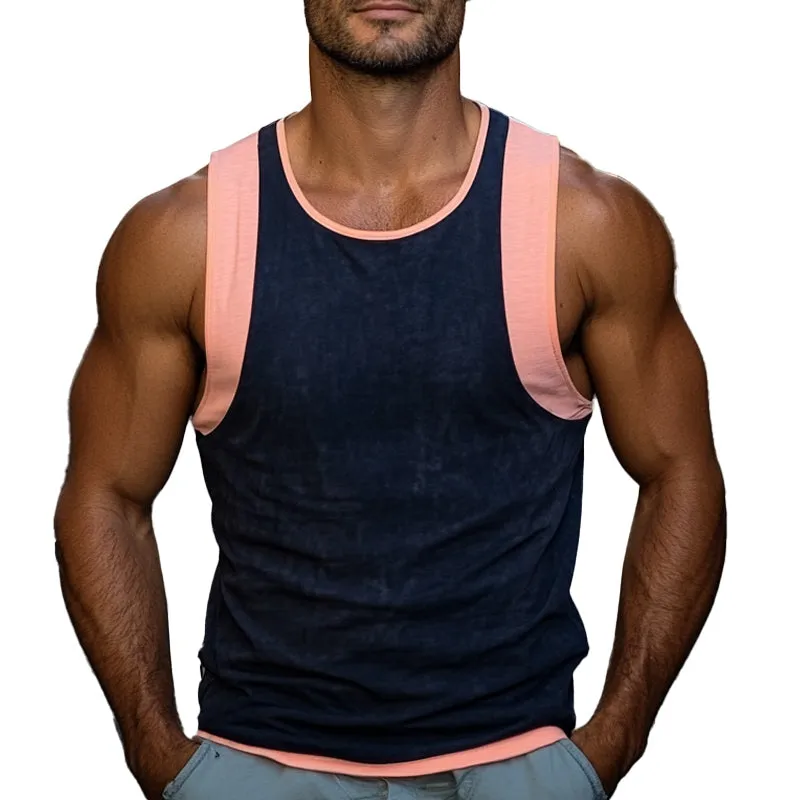 Men's Summer Basic Skin-Friendly Slim Color Matching Tank Top MTA2584C1U sold by Manly