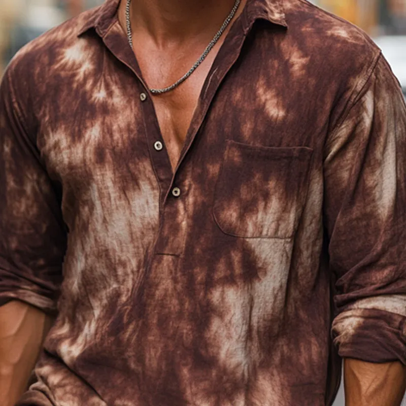 Men's Summer Red Brown Tie-Dye Cotton Casual T-Shirt MTA2597C5U sold by Manly product image thumbnail 3