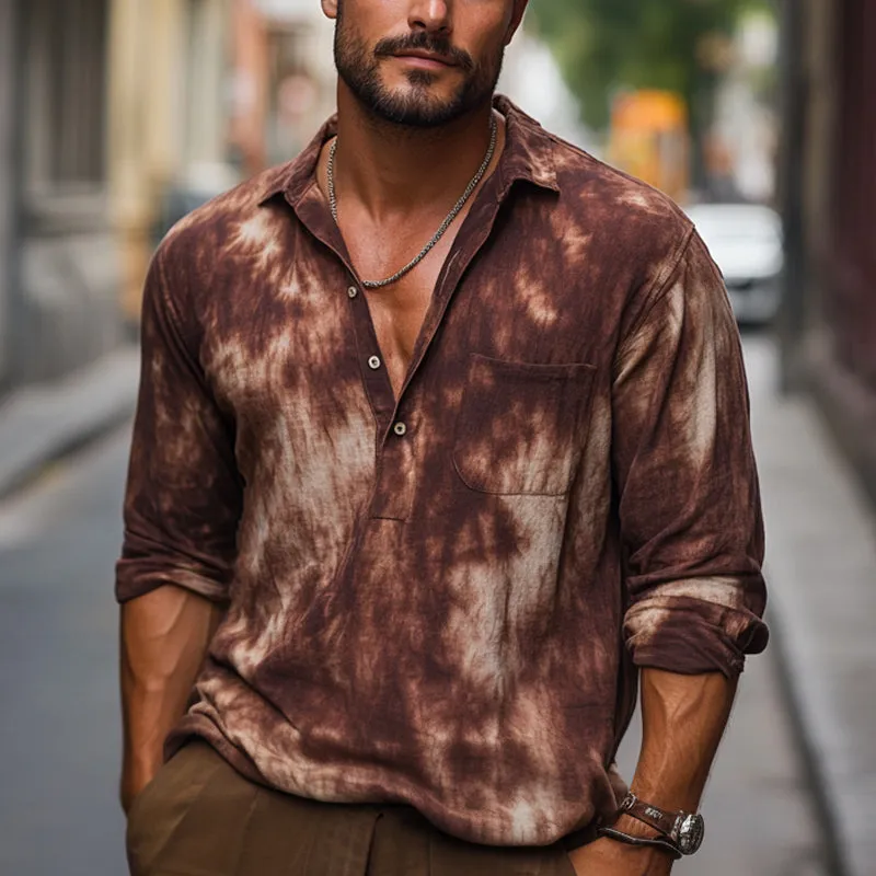 Men's Summer Red Brown Tie-Dye Cotton Casual T-Shirt MTA2597C5U sold by Manly product image thumbnail 2