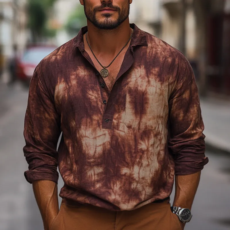 Men's Summer Red Brown Tie-Dye Cotton Casual T-Shirt MTA2543C0U sold by Manly product image thumbnail 2