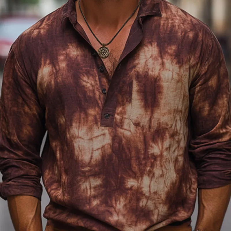 Men's Summer Red Brown Tie-Dye Cotton Casual T-Shirt MTA2543C0U sold by Manly product image thumbnail 3