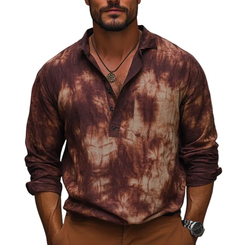 Men's Summer Red Brown Tie-Dye Cotton Casual T-Shirt MTA2543C0U sold by Manly