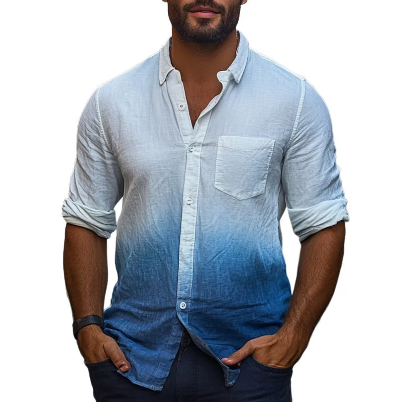 Men's Skin-friendly Blue Gradient Tie-Dye Cotton Casual Shirt MTA2565C1U sold by Manly