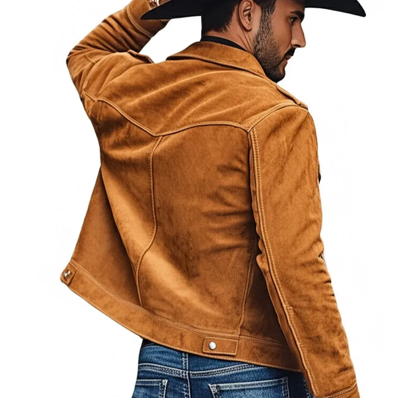 Men's Spring and Autumn Brown Vintage Tassel Suede Jacket MTA2560C5U sold by Manly product image thumbnail 4