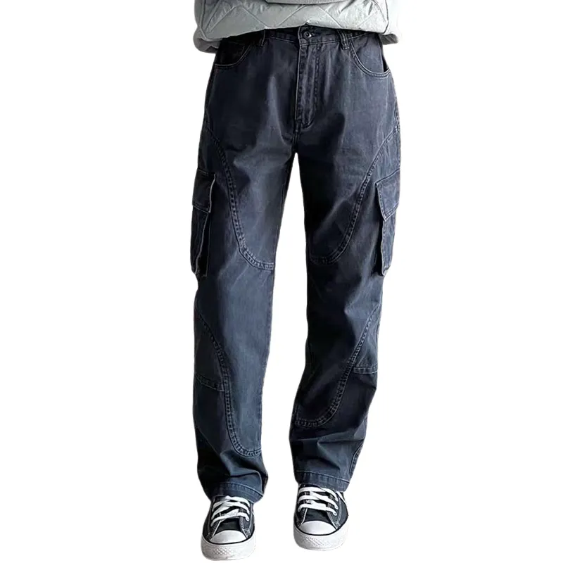 Men's Fashion Washed Cotton Multi-pocket Cargo Pants MTA2282C9Z sold by Manly
