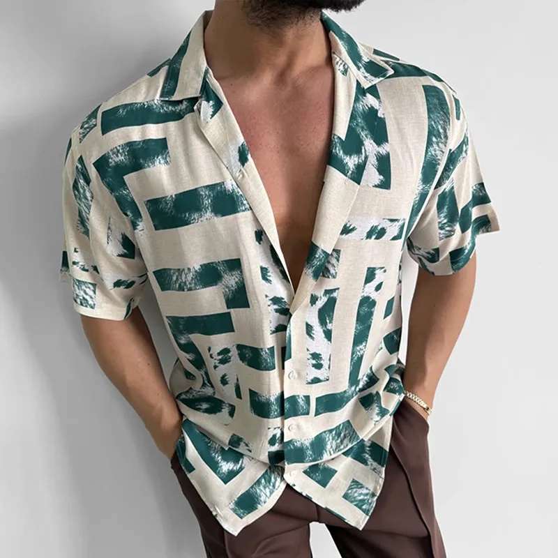 Men's Fashion Street Style Print Lapel Short Sleeve Shirt MTA2580C5Z sold by Manly product image thumbnail 3