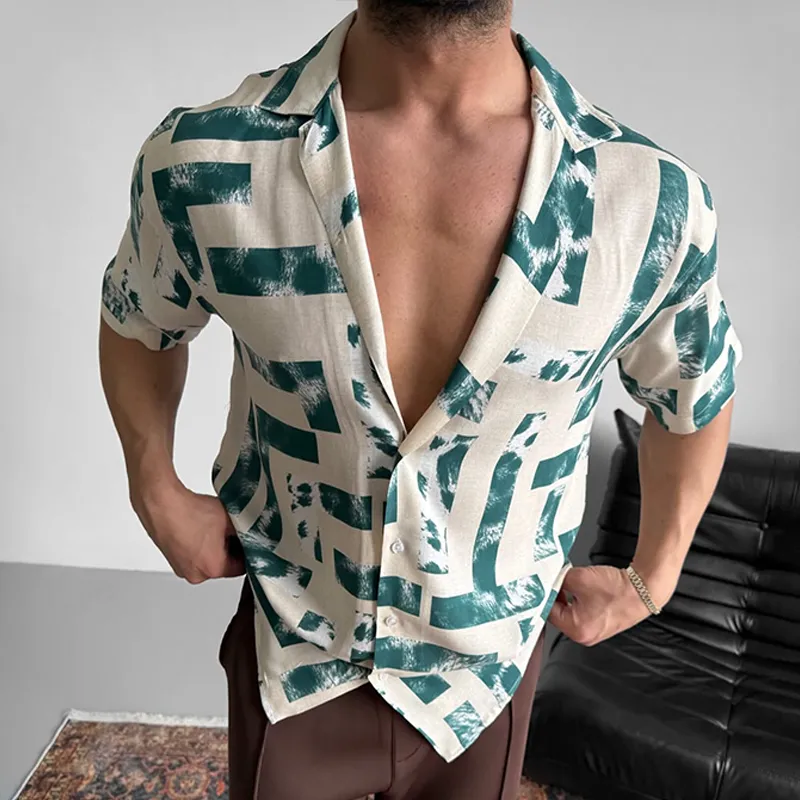 Men's Fashion Street Style Print Lapel Short Sleeve Shirt MTA2580C5Z sold by Manly product image thumbnail 4