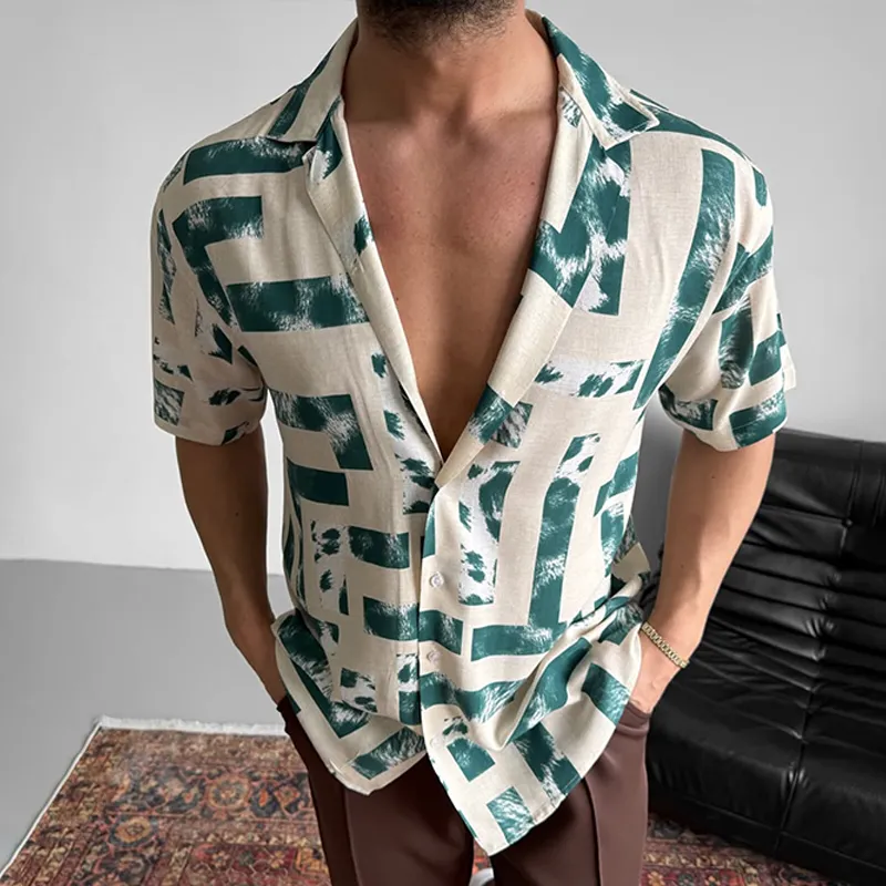 Men's Fashion Street Style Print Lapel Short Sleeve Shirt MTA2580C5Z sold by Manly product image thumbnail 2