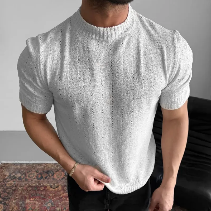 Men's Fashion Round Neck Short Sleeve Knit Sweater T-shirt MTA2240C1Z sold by Manly product image thumbnail 2