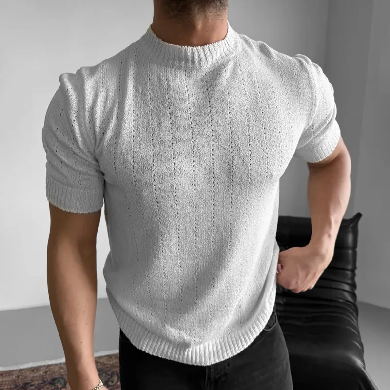 Men's Fashion Round Neck Short Sleeve Knit Sweater T-shirt MTA2240C1Z sold by Manly product image thumbnail 3