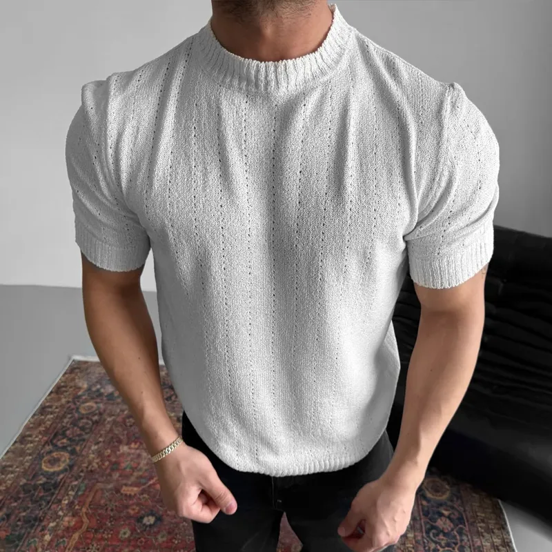Men's Fashion Round Neck Short Sleeve Knit Sweater T-shirt MTA2240C1Z sold by Manly product image thumbnail 4