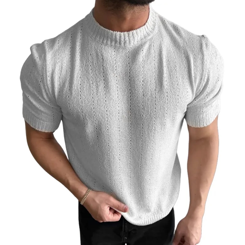 Men's Fashion Round Neck Short Sleeve Knit Sweater T-shirt MTA2240C1Z sold by Manly