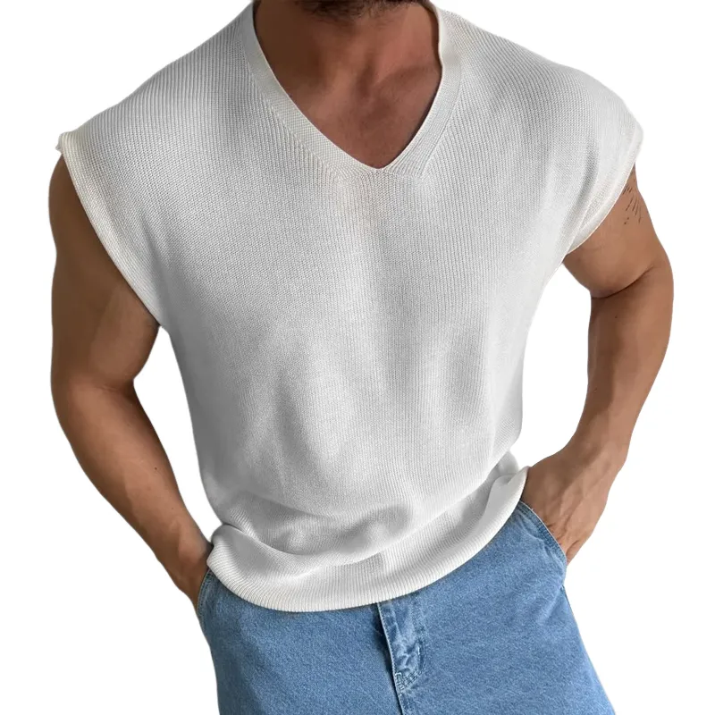 Men's Stand Collar Sweater Vest Sleeveless Zip-up Neck