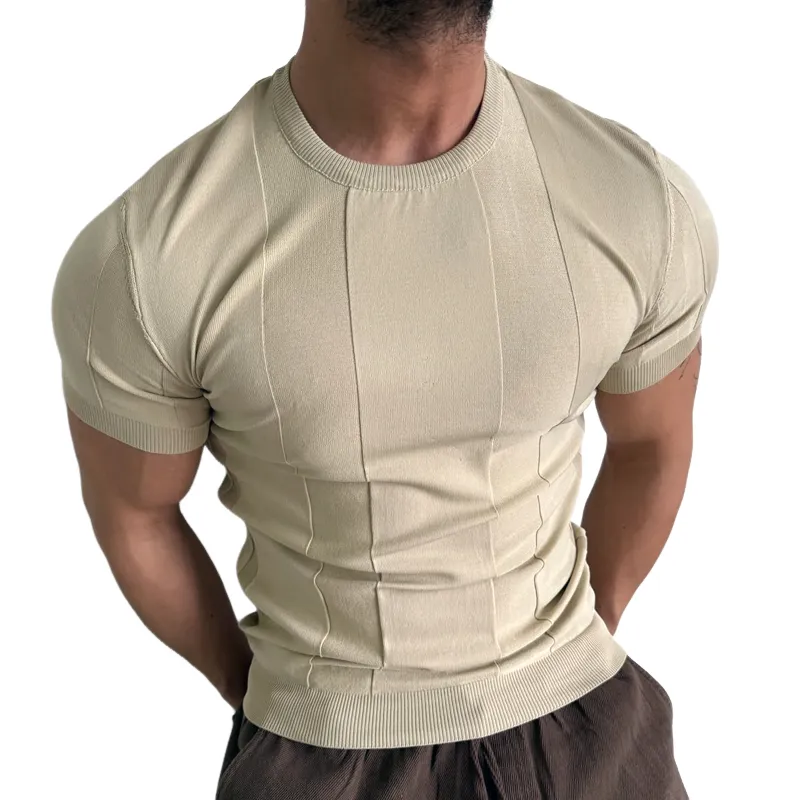 Men's Fashion Solid Round Neck Short Sleeve Knit Sweater T-shirt MTA2214C9Z sold by Manly