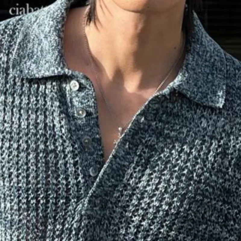 Men's Casual Lapel Loose Knitted Short Sleeve Polo Shirt MTA2243C0M sold by Manly product image thumbnail 3