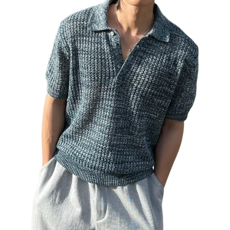 Men's Casual Lapel Loose Knitted Short Sleeve Polo Shirt MTA2243C0M sold by Manly product image thumbnail 2