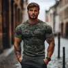 Men's Outdoor Camouflage Jacquard Round Neck Slim Fit Knitted Short Sleeve Sweater T-Shirt MTA2445C1M sold by Manly