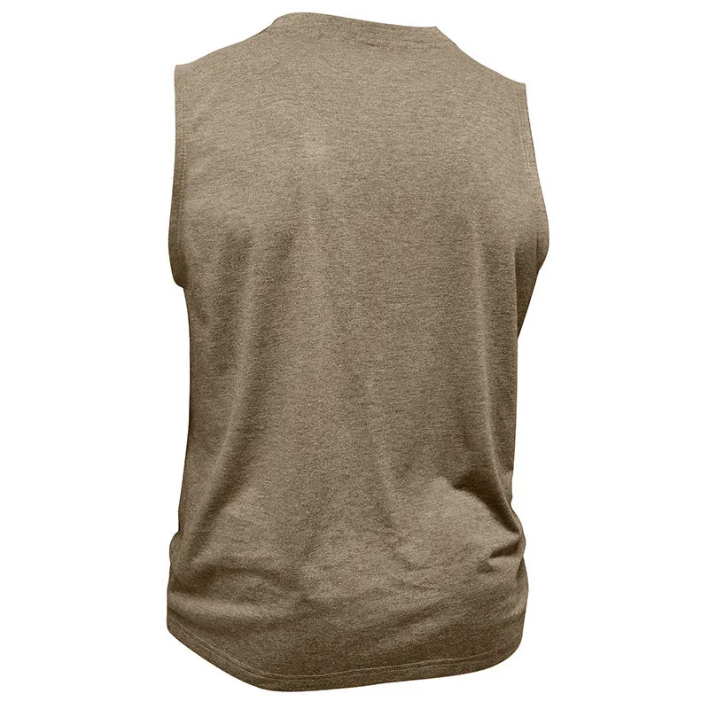 Men's Casual Cotton Blend Contrast Henley Neck Tank Top MTA2018C8X sold by Manly product image thumbnail 3