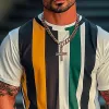 Men's Striped Printed Round Neck Short Sleeve T-Shirt MTA2563C8X sold by Manly