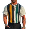 Men's Striped Printed Round Neck Short Sleeve T-Shirt MTA2563C8X sold by Manly