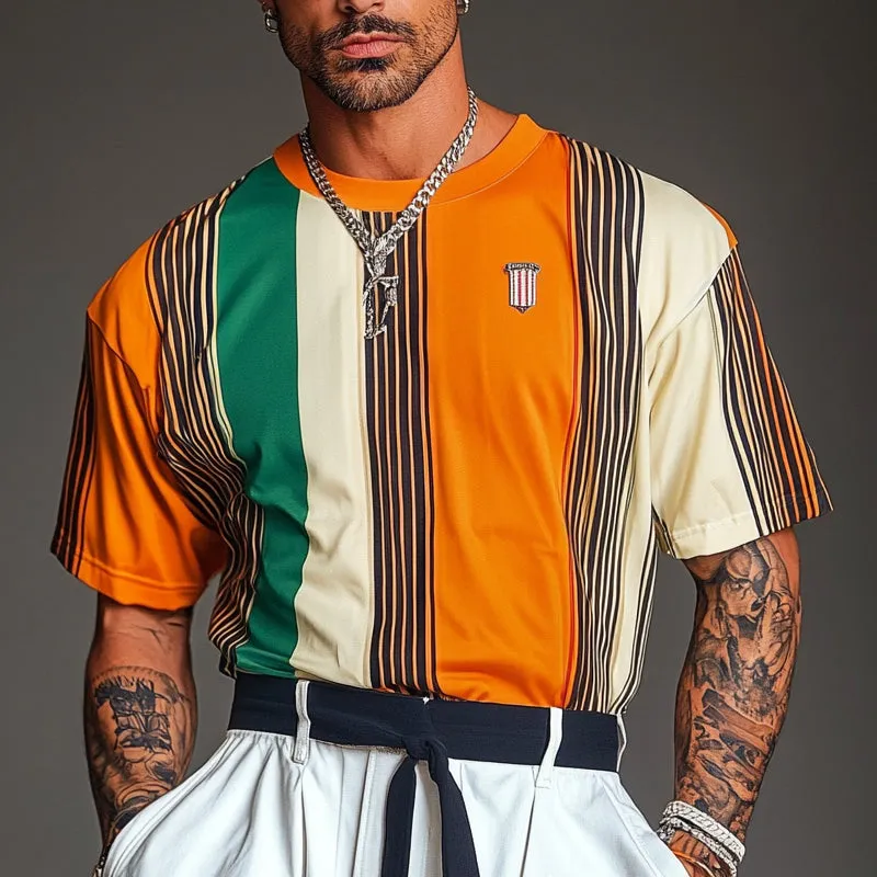 Men's Stripe Print Short Sleeve T-Shirt MTA2560C8X sold by Manly product image thumbnail 2