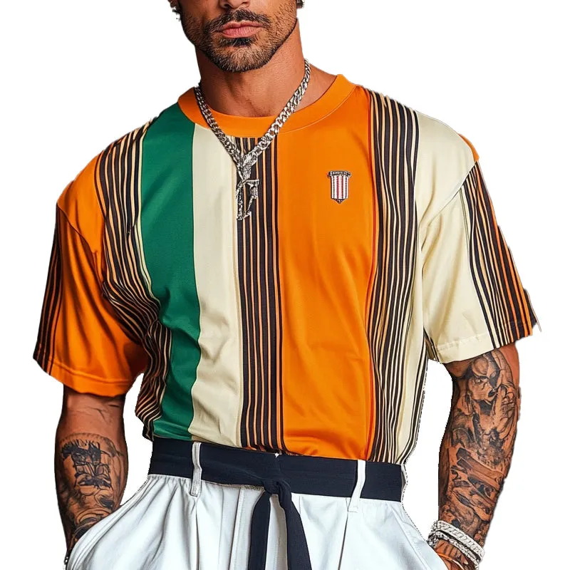 Men's Stripe Print Short Sleeve T-Shirt MTA2560C8X sold by Manly