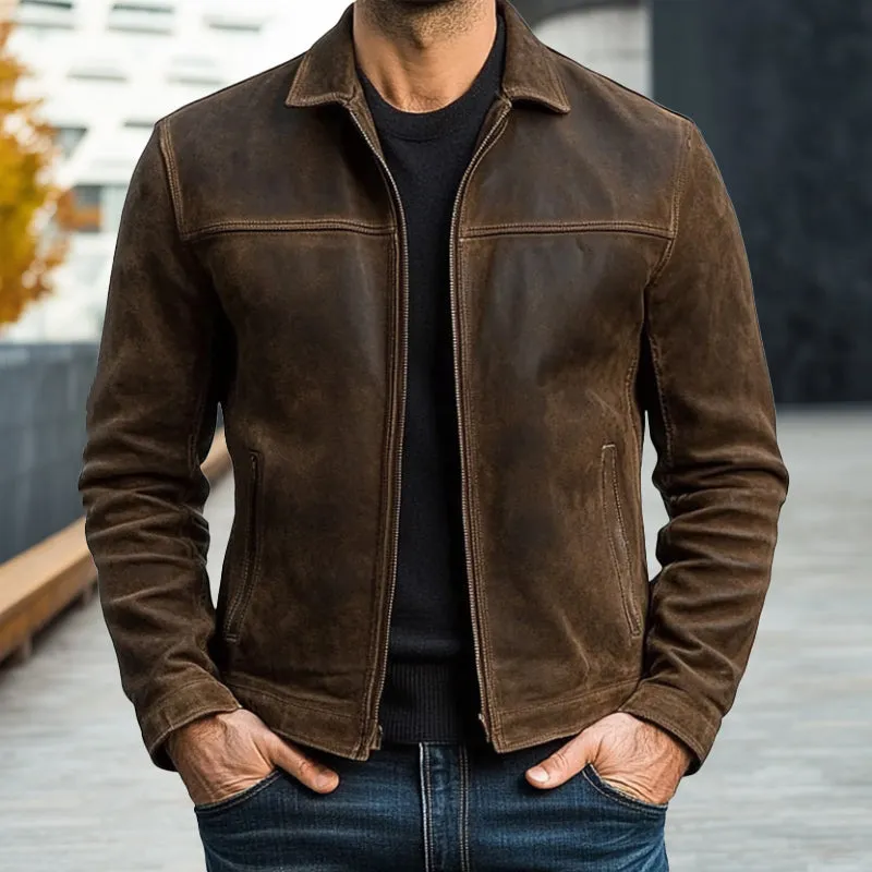 Men's Zipper Leather Jacket 98679789U sold by Manly product image thumbnail 2