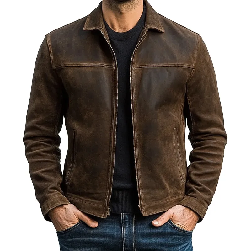 Men's Zipper Leather Jacket 98679789U sold by Manly