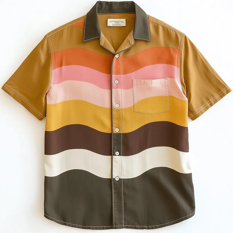 Men's Wave Stripe Print Short Sleeve Shirt MTA2553C1P sold by Manly product image thumbnail 2