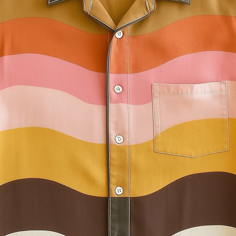 Men's Wave Stripe Print Short Sleeve Shirt MTA2553C1P sold by Manly product image thumbnail 3