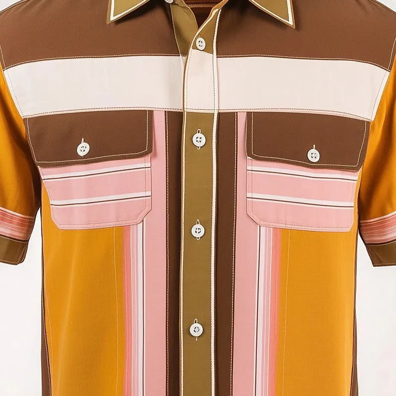 Men's Retro Contrast Stripe Print Short Sleeve Shirt MTA2592C3P sold by Manly product image thumbnail 3