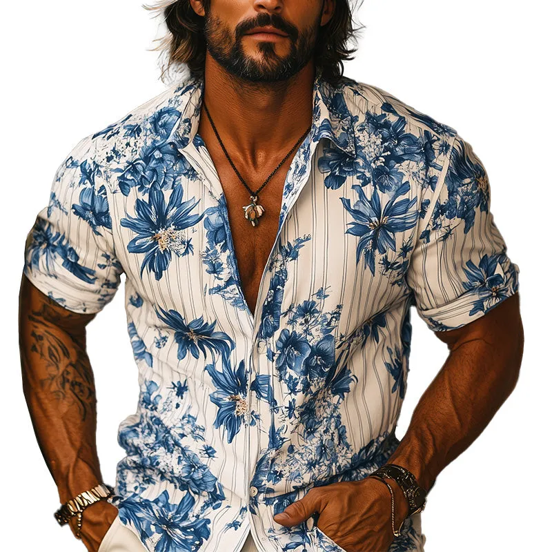 Men's Resort Floral Print Short Sleeve Shirt MTA2552C6P sold by Manly