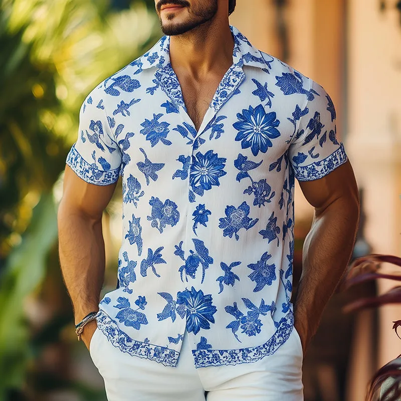 Men's Hawaiian Print Short Sleeve Linen Shirt MTA2586C8P sold by Manly product image thumbnail 2