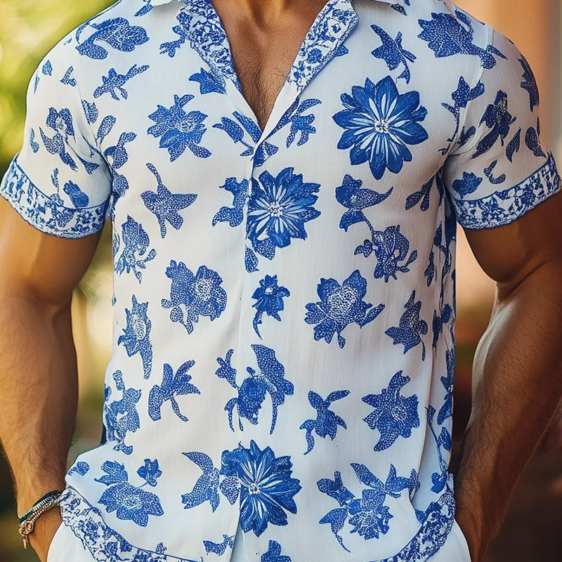 Men's Hawaiian Print Short Sleeve Linen Shirt MTA2586C8P sold by Manly product image thumbnail 3