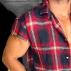 Men's Retro Casual Linen Plaid Print Lapel Short Sleeve Shirt MTA2779C2TO sold by Manly